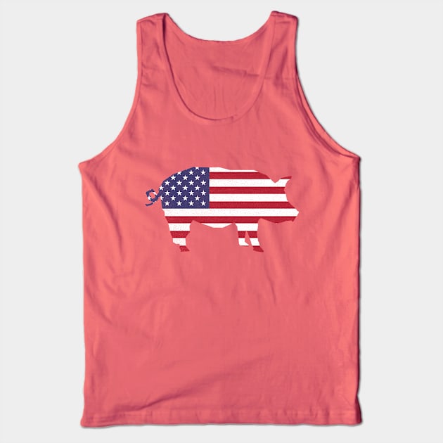 Patriotic Pig, USA FLAG, 4th july Tank Top by benyamine